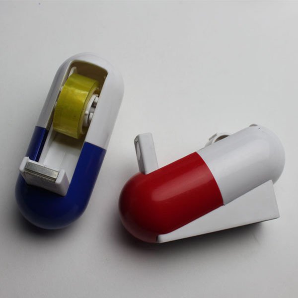 趣味藥丸造型膠台-塑膠膠帶台