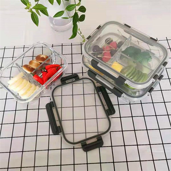 附矽膠套玻璃保鮮餐盒