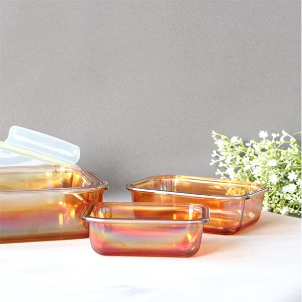 琥珀色玻璃保鮮餐盒