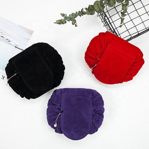 天鵝絨懶人抽繩化妝包