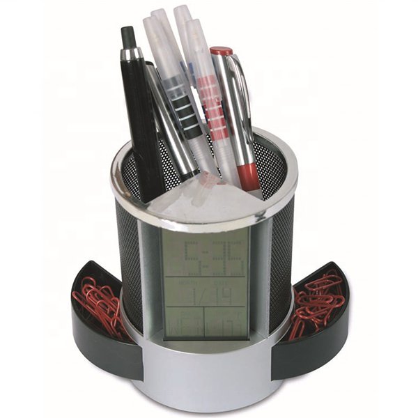 多功能電子日曆鬧鐘筆筒