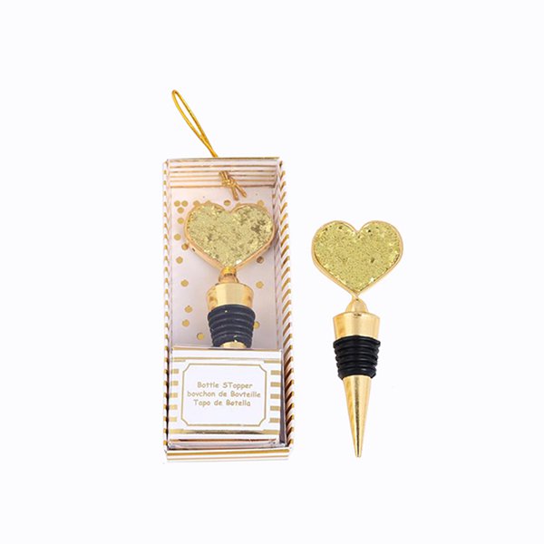 婚禮小物-金色愛心酒瓶塞