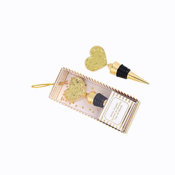 婚禮小物-金色愛心酒瓶塞