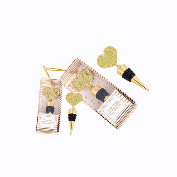 婚禮小物-金色愛心酒瓶塞