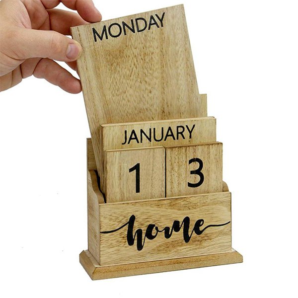 復古階梯式木製萬年曆