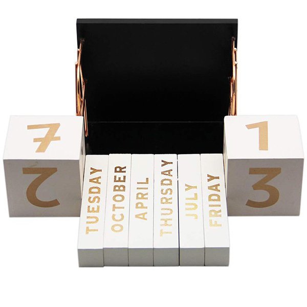 北歐風積木式木製萬年曆