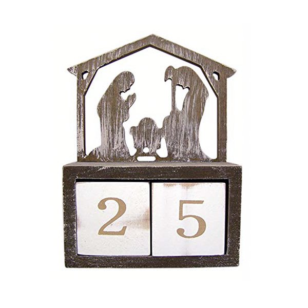 剪影風格積木式木製萬年曆