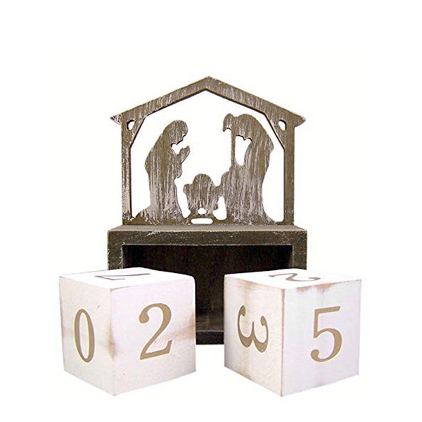 剪影風格積木式木製萬年曆