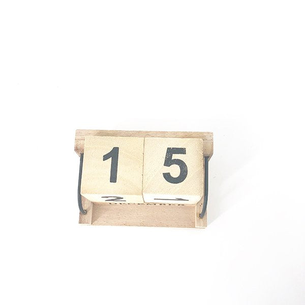 仿舊積木式木製萬年曆