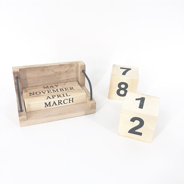 仿舊積木式木製萬年曆