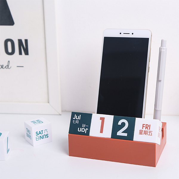 彩色積木式木製萬年曆