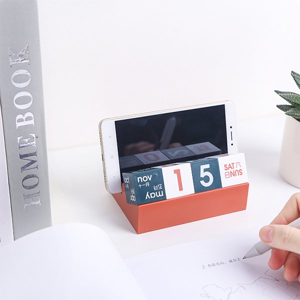 彩色積木式木製萬年曆