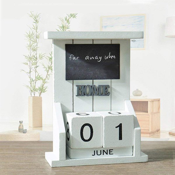 鄉村風積木式木製萬年曆