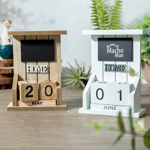 鄉村風積木式木製萬年曆