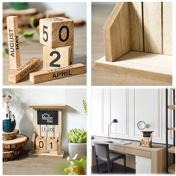 鄉村風積木式木製萬年曆