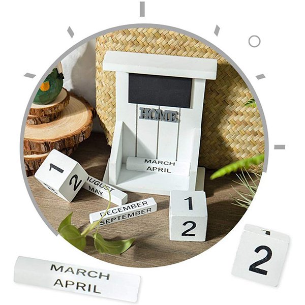 鄉村風積木式木製萬年曆
