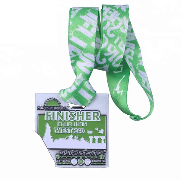 定制綠色軟琺瑯綠絲帶舞蹈獎章