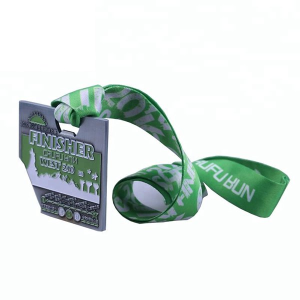 定制綠色軟琺瑯綠絲帶舞蹈獎章