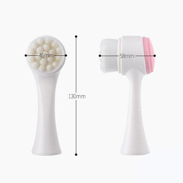 手持式雙面洗臉刷-塑料手柄