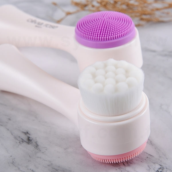 手持式雙面洗臉刷-塑料手柄