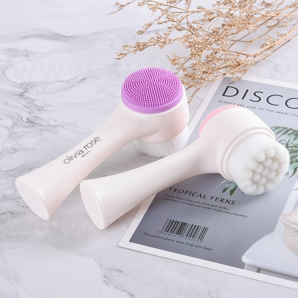 手持式雙面洗臉刷-塑料手柄