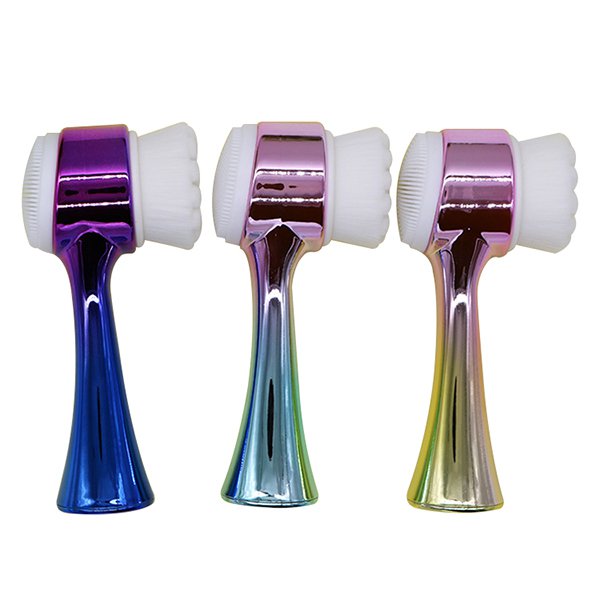 手持式雙面洗臉刷-塑料漸變彩色手柄