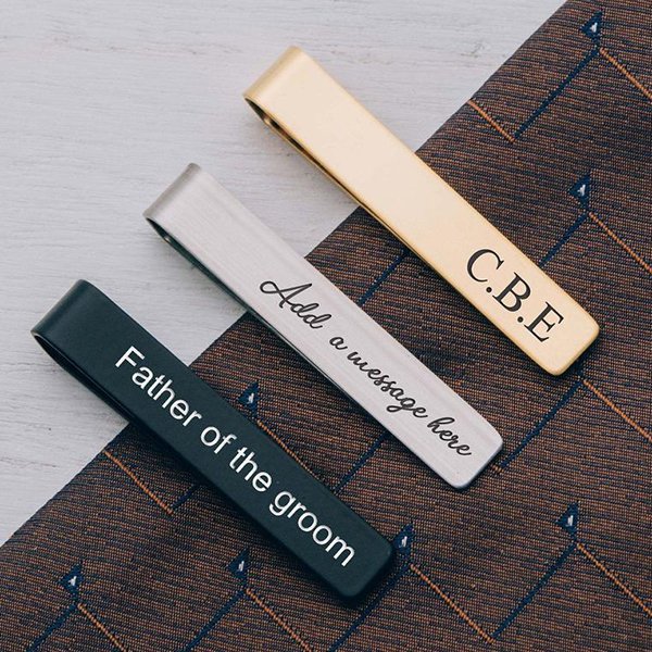 一字式雷雕不鏽鋼領帶夾