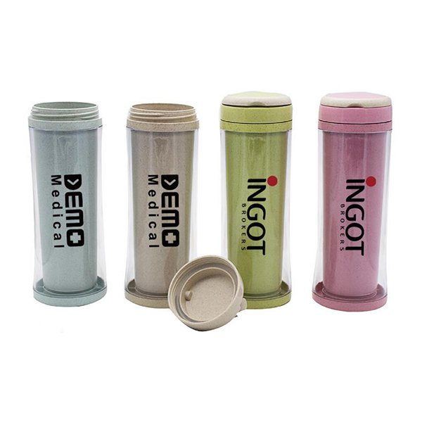 380ml雙層小麥桔梗隨手杯