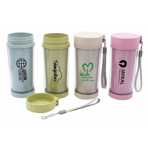 400ml雙層小麥桔梗隨手杯-附掛繩