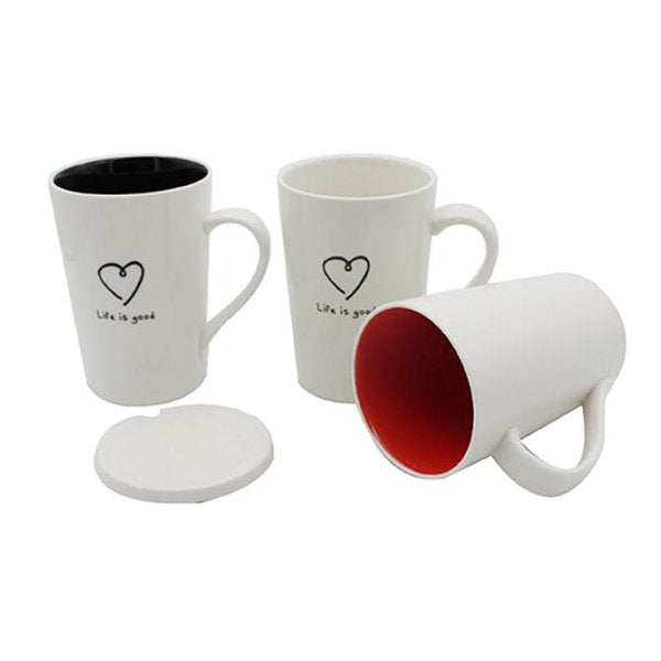 400ml色釉內彩馬克杯-附杯蓋