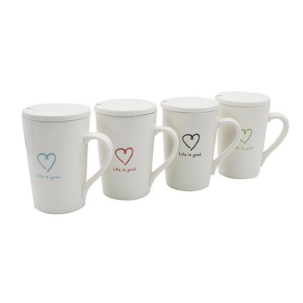 400ml色釉內彩馬克杯-附杯蓋