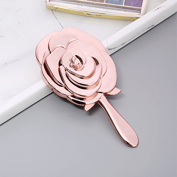 玫瑰造型ABS手持化妝鏡