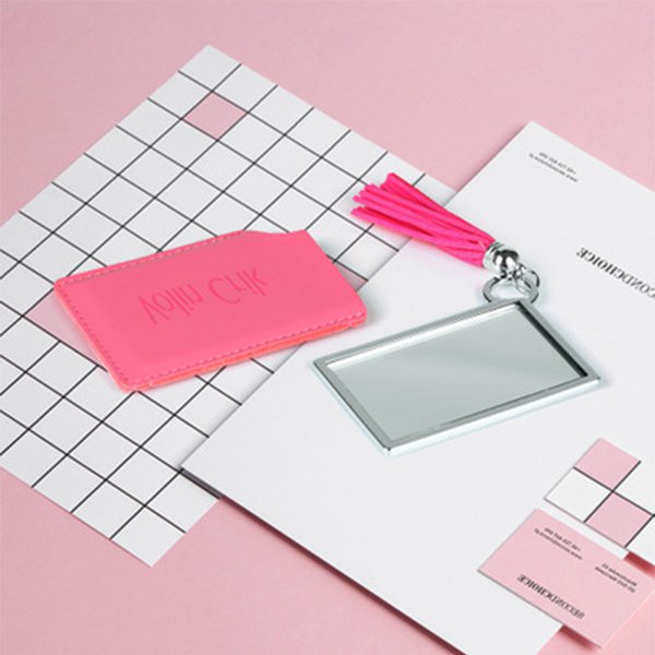 流蘇卡片式PU皮革隨身鏡