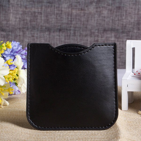 圓形卡片式PU皮革隨身鏡