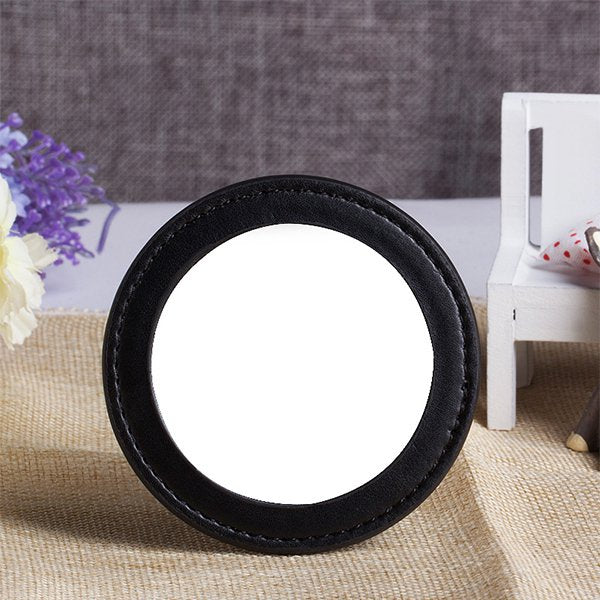 圓形卡片式PU皮革隨身鏡