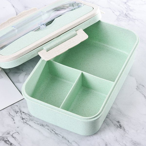 單層3格小麥餐盒-附不鏽鋼餐具