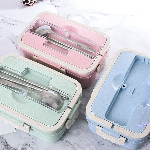 單層3格小麥餐盒-附不鏽鋼餐具