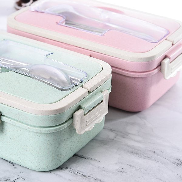 單層3格小麥餐盒-附不鏽鋼餐具