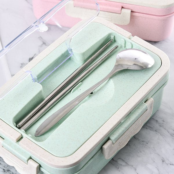 單層3格小麥餐盒-附不鏽鋼餐具