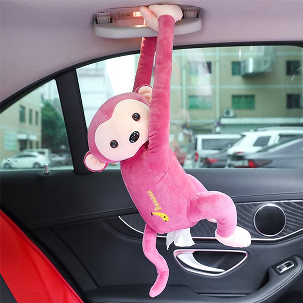 可愛猴子車用面紙盒