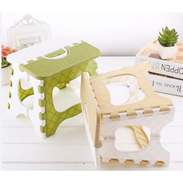 手提兒童拼色塑膠折疊椅