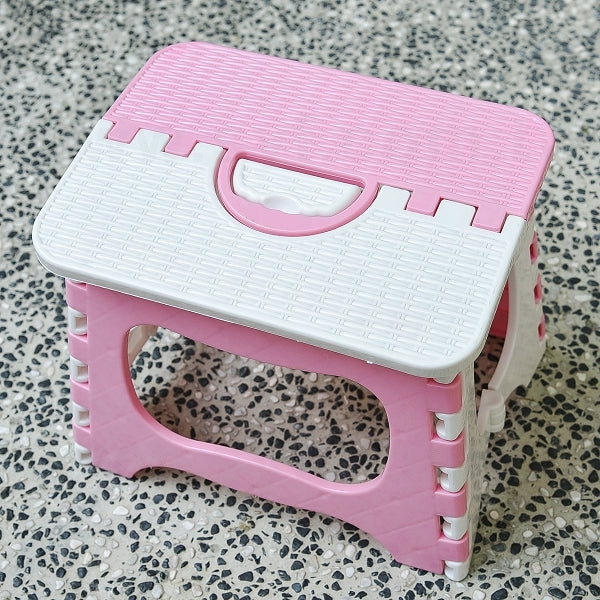 手提兒童拼色塑膠折疊椅