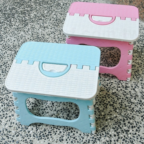 手提兒童拼色塑膠折疊椅