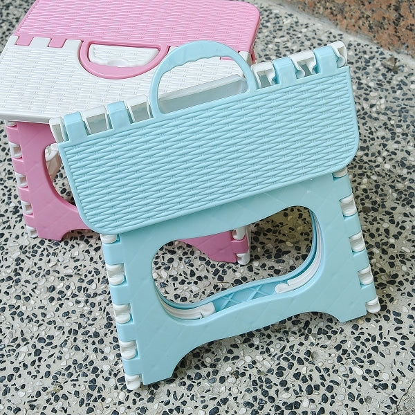 手提兒童拼色塑膠折疊椅