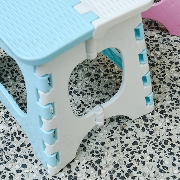 手提兒童拼色塑膠折疊椅