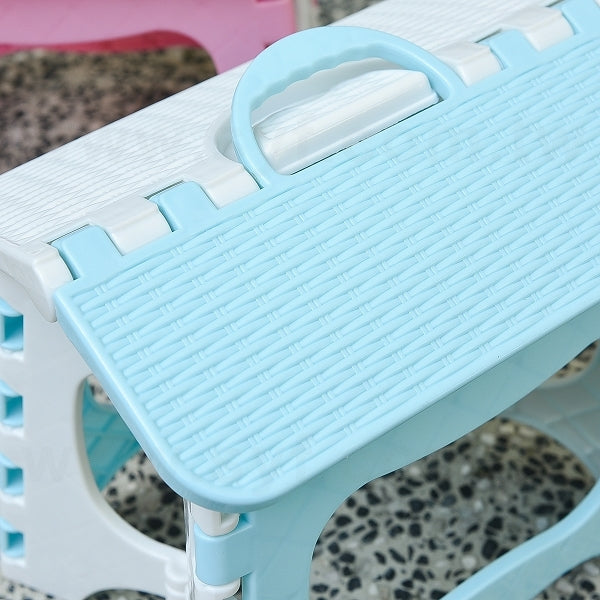 手提兒童拼色塑膠折疊椅