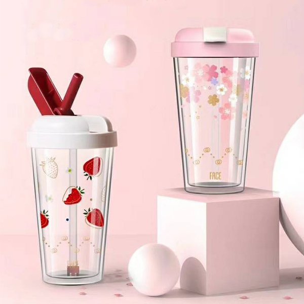 雙層掀蓋式吸管杯