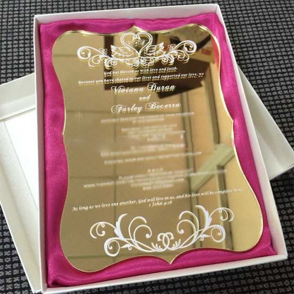 優雅金色壓克力請帖-婚禮邀請卡