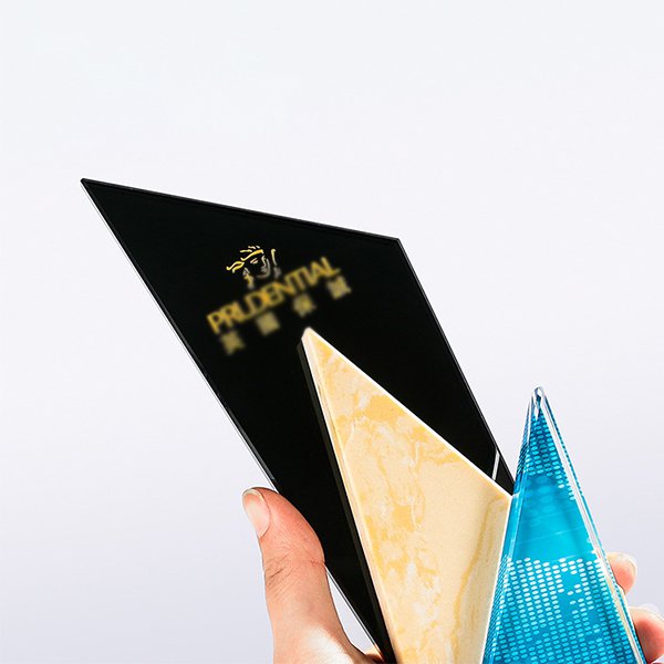 三色大理石紋水晶獎牌