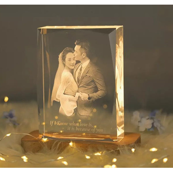 照片雕刻LED燈木底座紙鎮